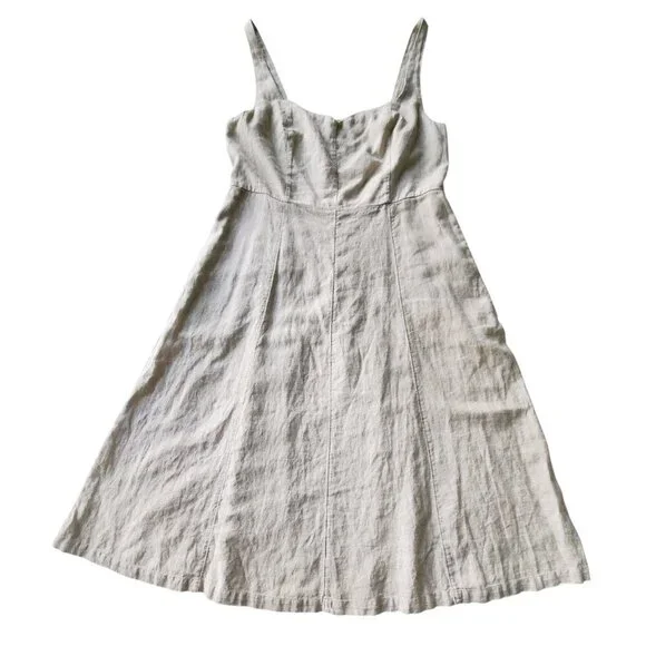 Fit & Flare Sleeveless Linen-Blend Midi Dress Color: Flax Linen XL - Picture 3 of 14